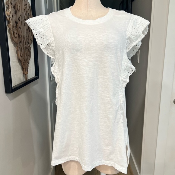 PILCRO for Anthropologie White top with eyelet elements and wide arm opening - Picture 6 of 14